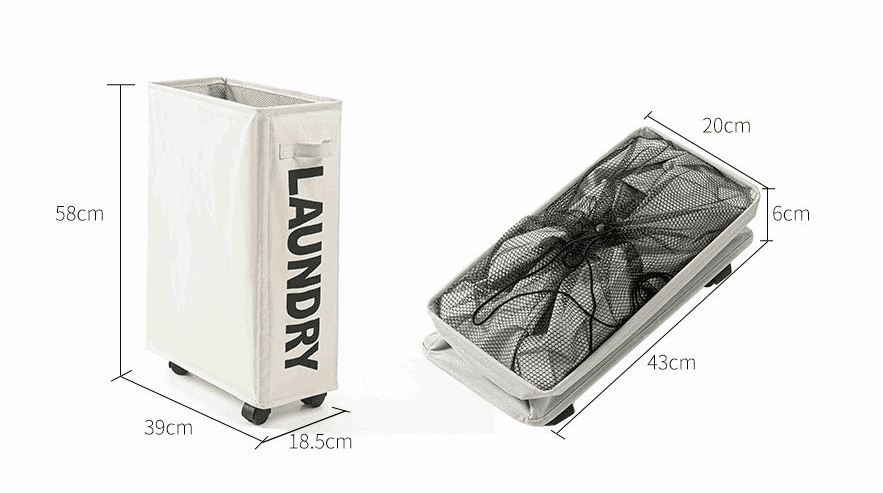 Oxford Fabric Slimline Laundry Hamper with Castors.